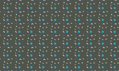 Farklı aksesuarlara sahip renkli arkaplan