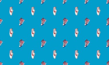 Farklı aksesuarlara sahip renkli arkaplan