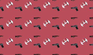 Farklı aksesuarlara sahip renkli arkaplan