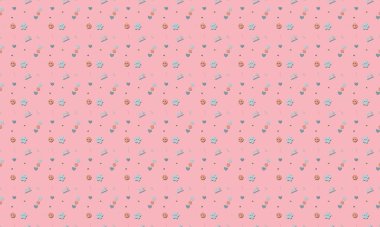 Farklı aksesuarlara sahip renkli arkaplan