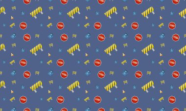 Farklı aksesuarlara sahip renkli arkaplan