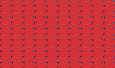 Farklı aksesuarlara sahip renkli arkaplan