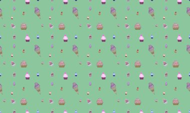 Farklı aksesuarlara sahip renkli arkaplan