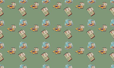 Farklı aksesuarlara sahip renkli arkaplan