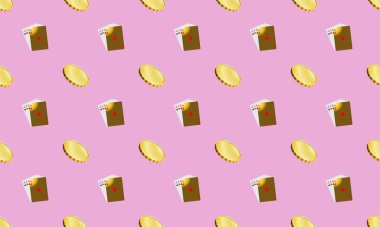 Farklı aksesuarlara sahip renkli arkaplan