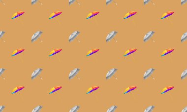 Farklı aksesuarlara sahip renkli arkaplan