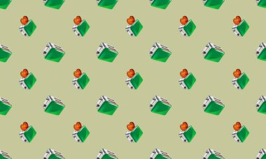 Farklı aksesuarlara sahip renkli arkaplan