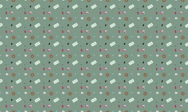 Farklı aksesuarlara sahip renkli arkaplan