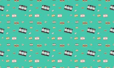 Farklı aksesuarlara sahip renkli arkaplan