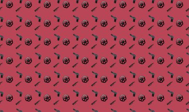 Farklı aksesuarlara sahip renkli arkaplan