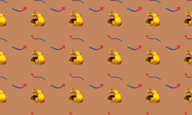 Farklı aksesuarlara sahip renkli arkaplan