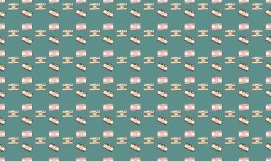 Farklı aksesuarlara sahip renkli arkaplan