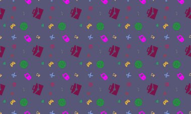 Farklı aksesuarlara sahip renkli arkaplan