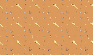 Farklı aksesuarlara sahip renkli arkaplan