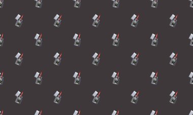 Farklı aksesuarlara sahip renkli arkaplan