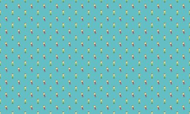 Farklı aksesuarlara sahip renkli arkaplan