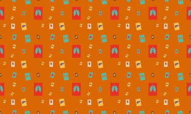 Farklı aksesuarlara sahip renkli arkaplan