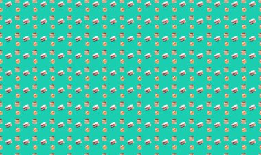 Farklı aksesuarlara sahip renkli arkaplan