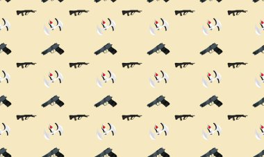 Farklı aksesuarlara sahip renkli arkaplan