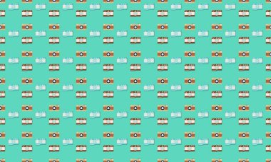 Farklı aksesuarlara sahip renkli arkaplan