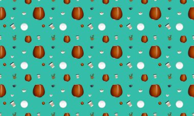 Farklı aksesuarlara sahip renkli arkaplan