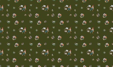 Farklı aksesuarlara sahip renkli arkaplan