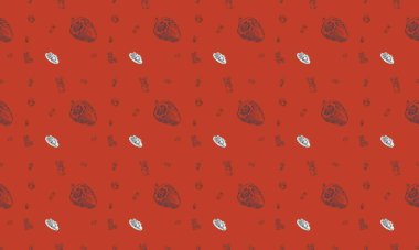 Farklı aksesuarlara sahip renkli arkaplan