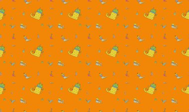 Farklı aksesuarlara sahip renkli arkaplan