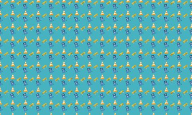 Farklı aksesuarlara sahip renkli arkaplan