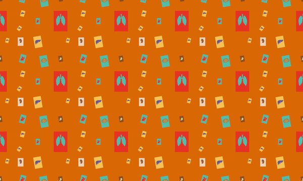 Colored background with different accessories