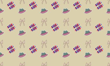 Farklı aksesuarlara sahip renkli arkaplan