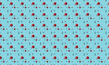 Farklı aksesuarlara sahip renkli arkaplan