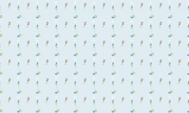 Farklı aksesuarlara sahip renkli arkaplan