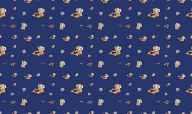 Farklı aksesuarlara sahip renkli arkaplan