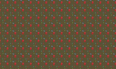 Farklı aksesuarlara sahip renkli arkaplan