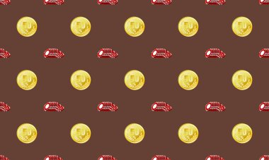 Farklı aksesuarlara sahip renkli arkaplan