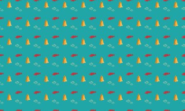 Farklı aksesuarlara sahip renkli arkaplan