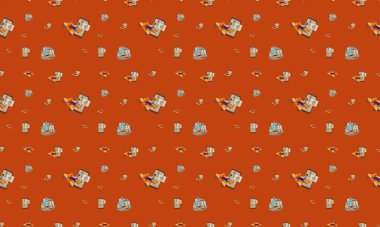 Farklı aksesuarlara sahip renkli arkaplan