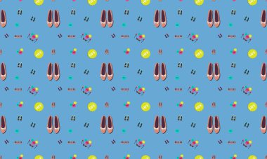 Farklı aksesuarlara sahip renkli arkaplan