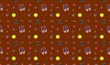 Farklı aksesuarlara sahip renkli arkaplan