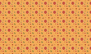 Farklı aksesuarlara sahip renkli arkaplan