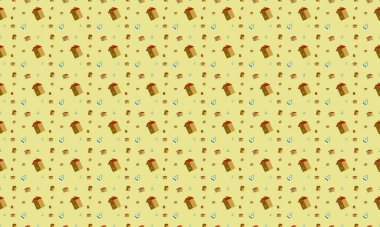 Farklı aksesuarlara sahip renkli arkaplan