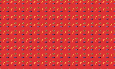 Farklı aksesuarlara sahip renkli arkaplan