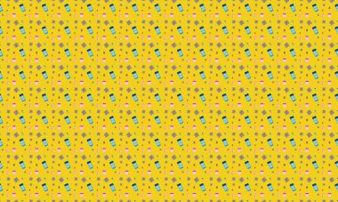 Farklı aksesuarlara sahip renkli arkaplan