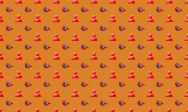 Farklı aksesuarlara sahip renkli arkaplan