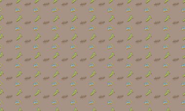 Farklı aksesuarlara sahip renkli arkaplan