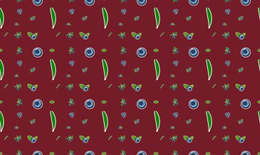 Farklı aksesuarlara sahip renkli arkaplan