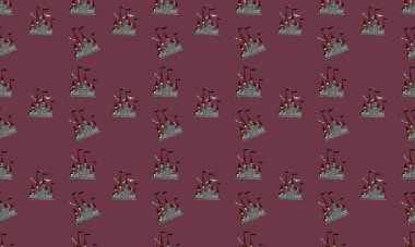 Farklı aksesuarlara sahip renkli arkaplan