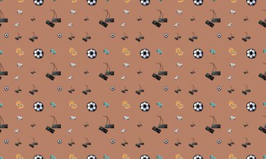 Farklı aksesuarlara sahip renkli arkaplan