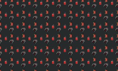 Farklı aksesuarlara sahip renkli arkaplan